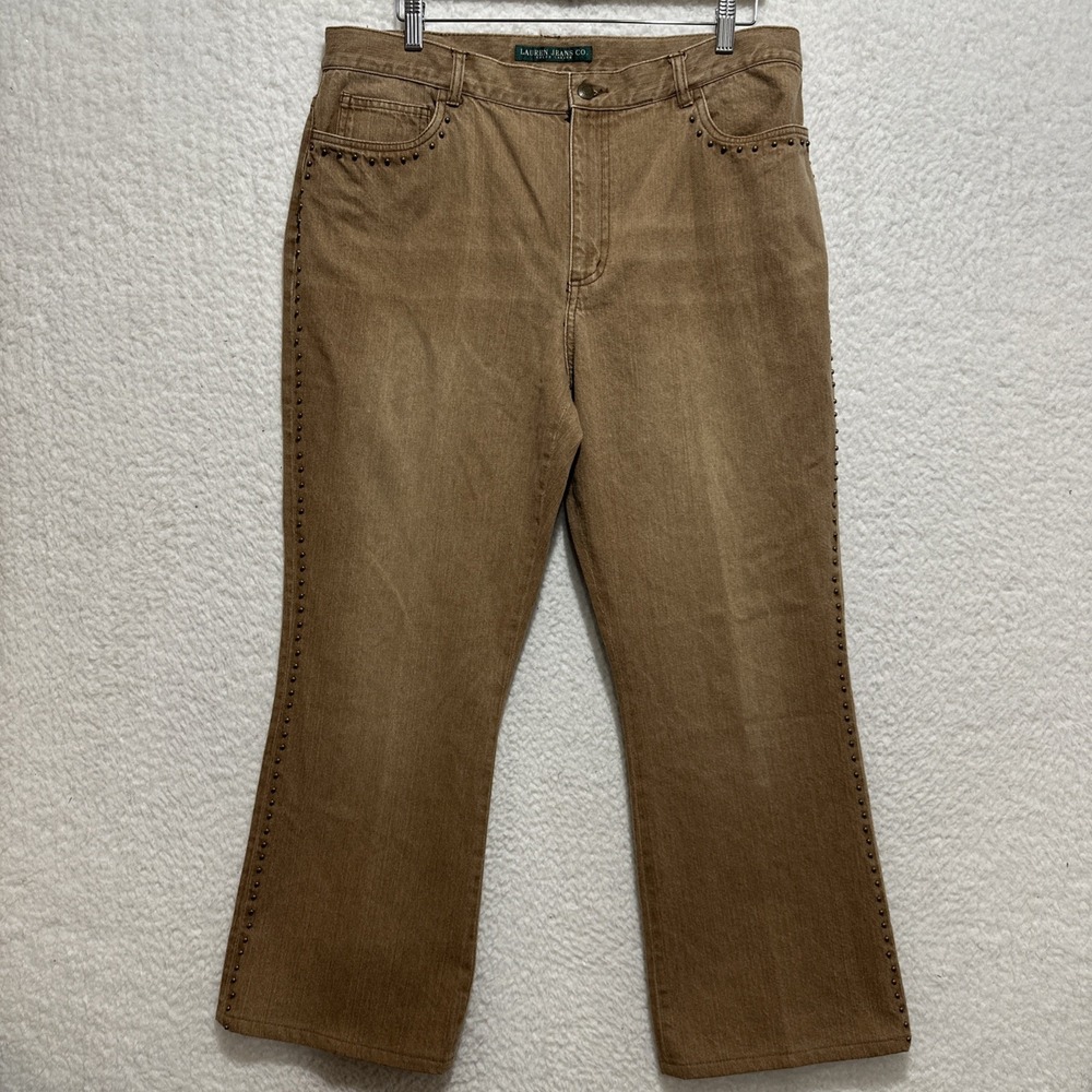 Vintage 1990's Lauren Jeans Co. Ralph Lauren Women's Brown Studded‎ Size 16